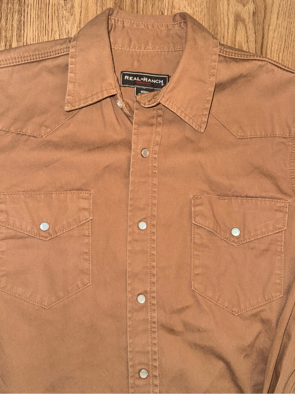 Real Ranch Workwear Western Heavy Canvas Pearl Snap Work Shirt Mens Med 🔥